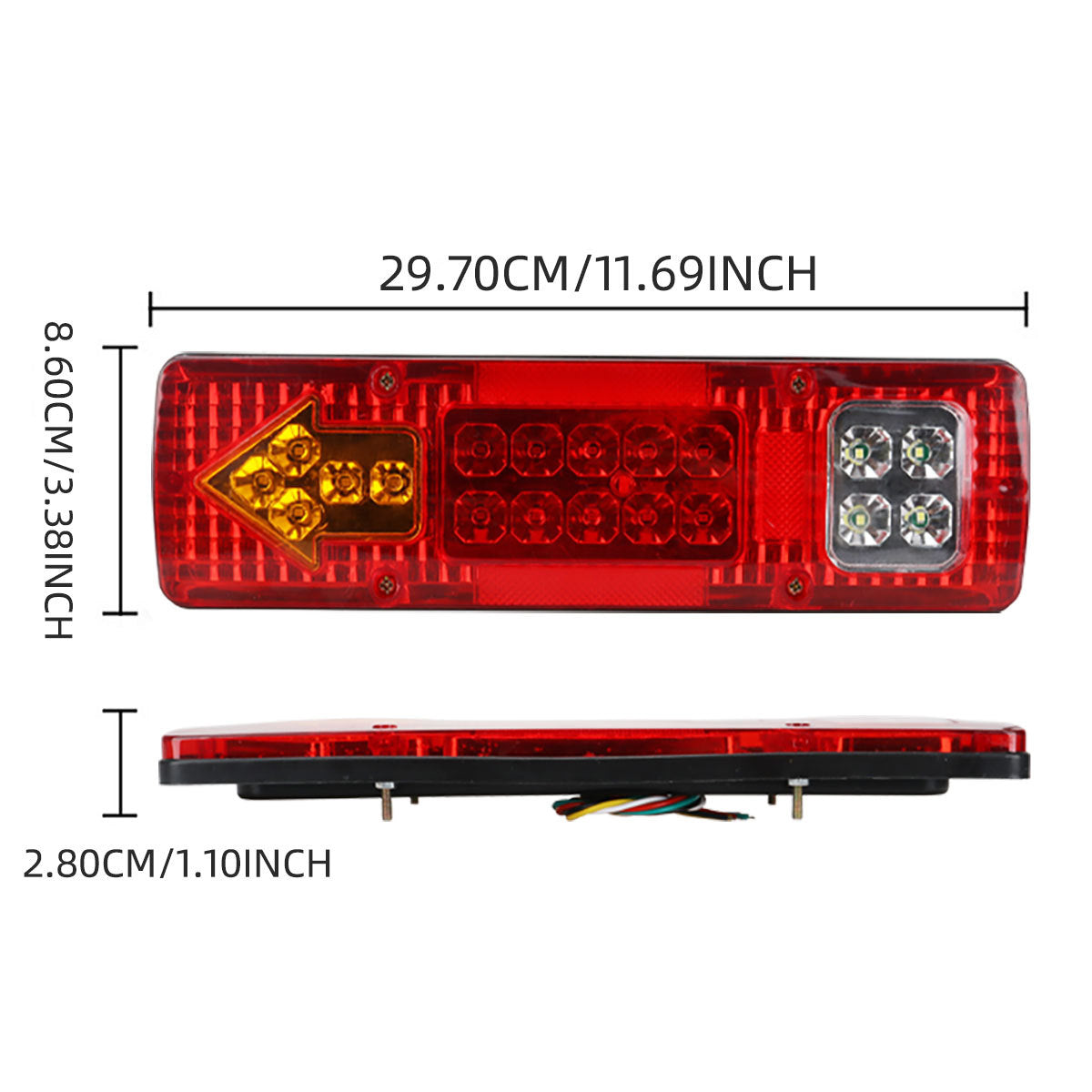 24V 19Led Truck and Van Red and Yellow Dual-Color Electronic Rear Tail Light 131Led Tail Light Truck Light Arrow Tail Light