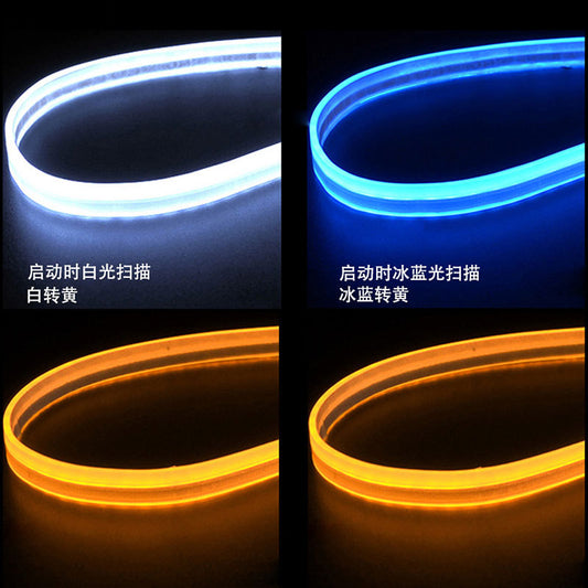 Source Spot Ultra-Thin Daytime Running Light Running Water Steering Light Strip Soft Silicone White Light Steering Yellow Light Start Scanning Model