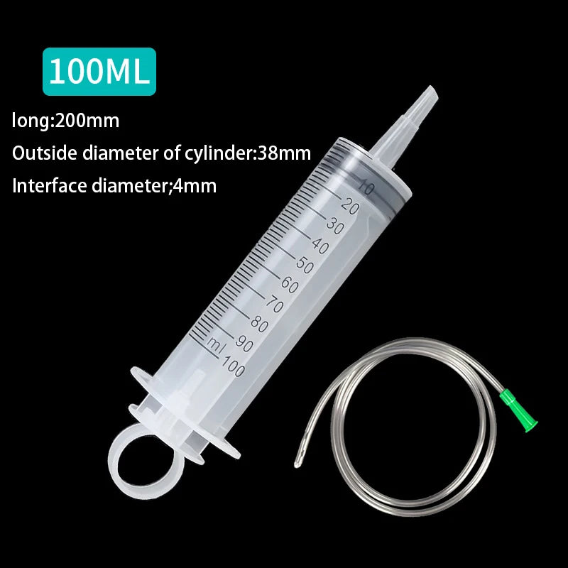 Plastic Syringe Ink-filling Needle Glue Dispenser 60ml-500ml Large-capacity Syringe Pump with 1m Hose for Washing and Pumping