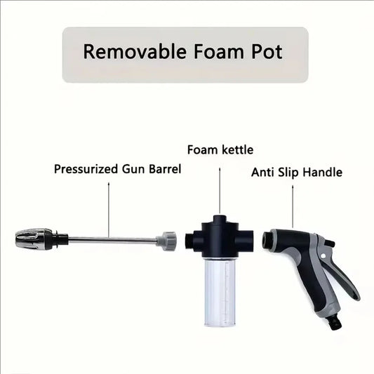 Car Wash High Pressure Water Gun with Foam Cannon Adjustable Nozzle for Garden Hose and Cleaning Multi-Function Ergonomic Grip
