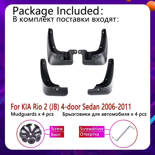 for KIA Rio 2 JB Sedan Saloon 2006~2011 Car Mudflap Fender Mud Flaps Guard Splash Flap Mudguards Accessories 2007 2008 2009 2010