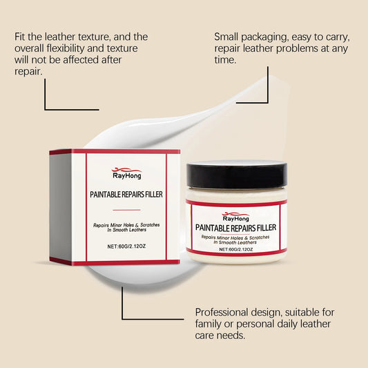 Rayhong 60ml Leather Filling Paste for Car Seat Scratch Repair, Sofa Leather Damage Refurbishment Repair Paste