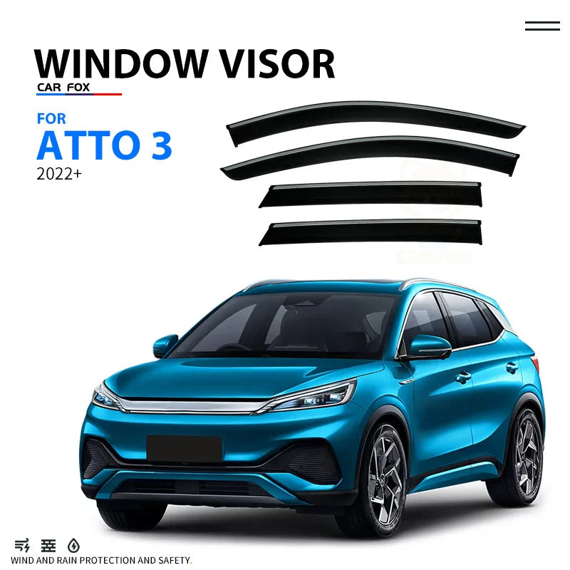For BYD Yuan PRO EV 2016+ ATTO 3 2022-2023 Window Visor Rain Guard Weather Shield Wind Guard Deflector Car Accessories Shelters