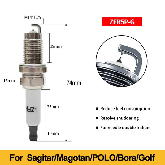 101 905 601B Candles Replace ZFR5P-G/6893 Dual Iridium Spark Plugs For Sagitar/Magotan/Jingrui/POLO/Bora/Golf/Mingrui
