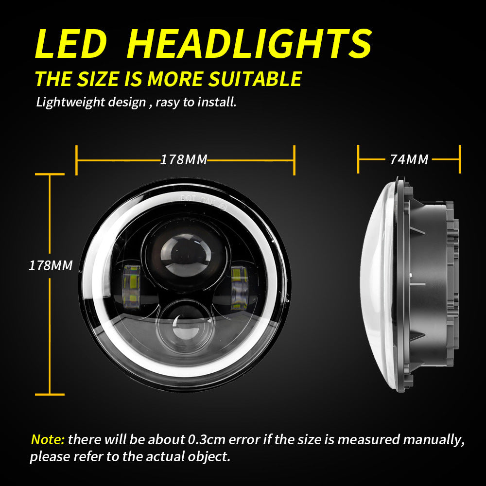 Car Led Headlights 7inch Wrangler Angel Eye Headlights Harley Motorcycle 60W Super Bright Headlights