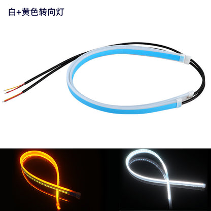 Source Spot Ultra-Thin Daytime Running Light Running Water Steering Light Strip Soft Silicone White Light Steering Yellow Light Start Scanning Model