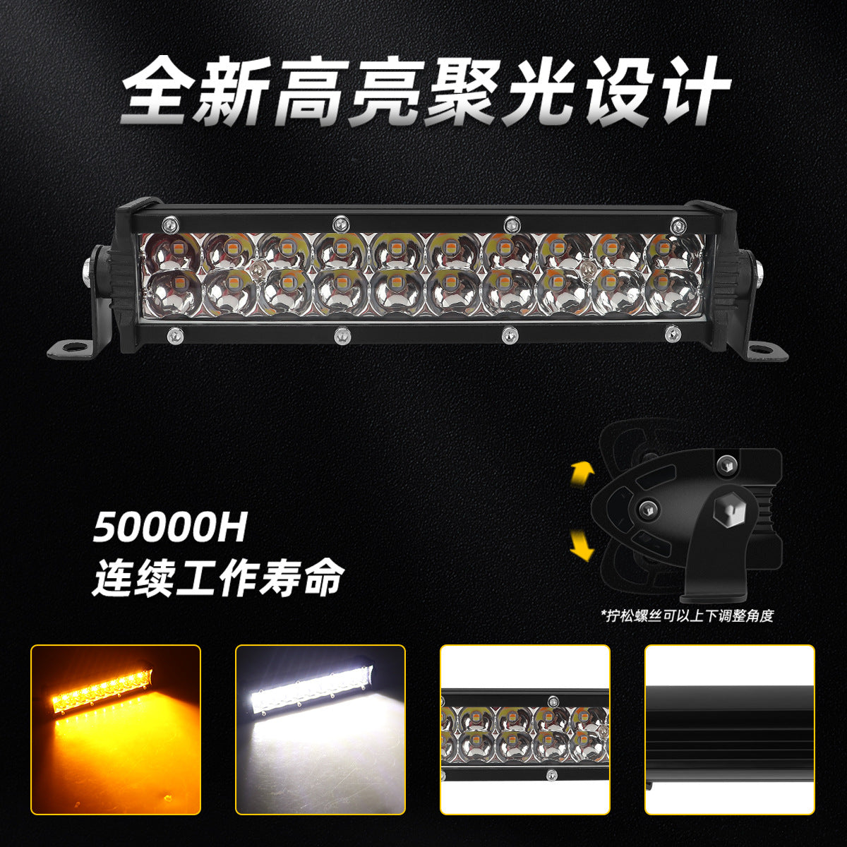 High-Brightness Led Work Spotlight, 20-Lamp Work Light, Double-Row Strip Light, Off-Road Vehicle Car Modified License Plate Light