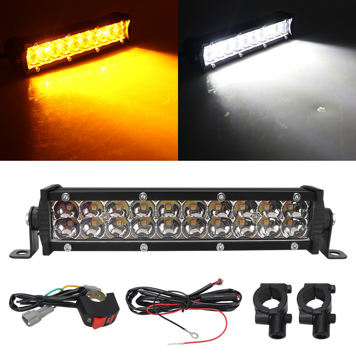 High-Brightness Led Work Spotlight, 20-Lamp Work Light, Double-Row Strip Light, Off-Road Vehicle Car Modified License Plate Light