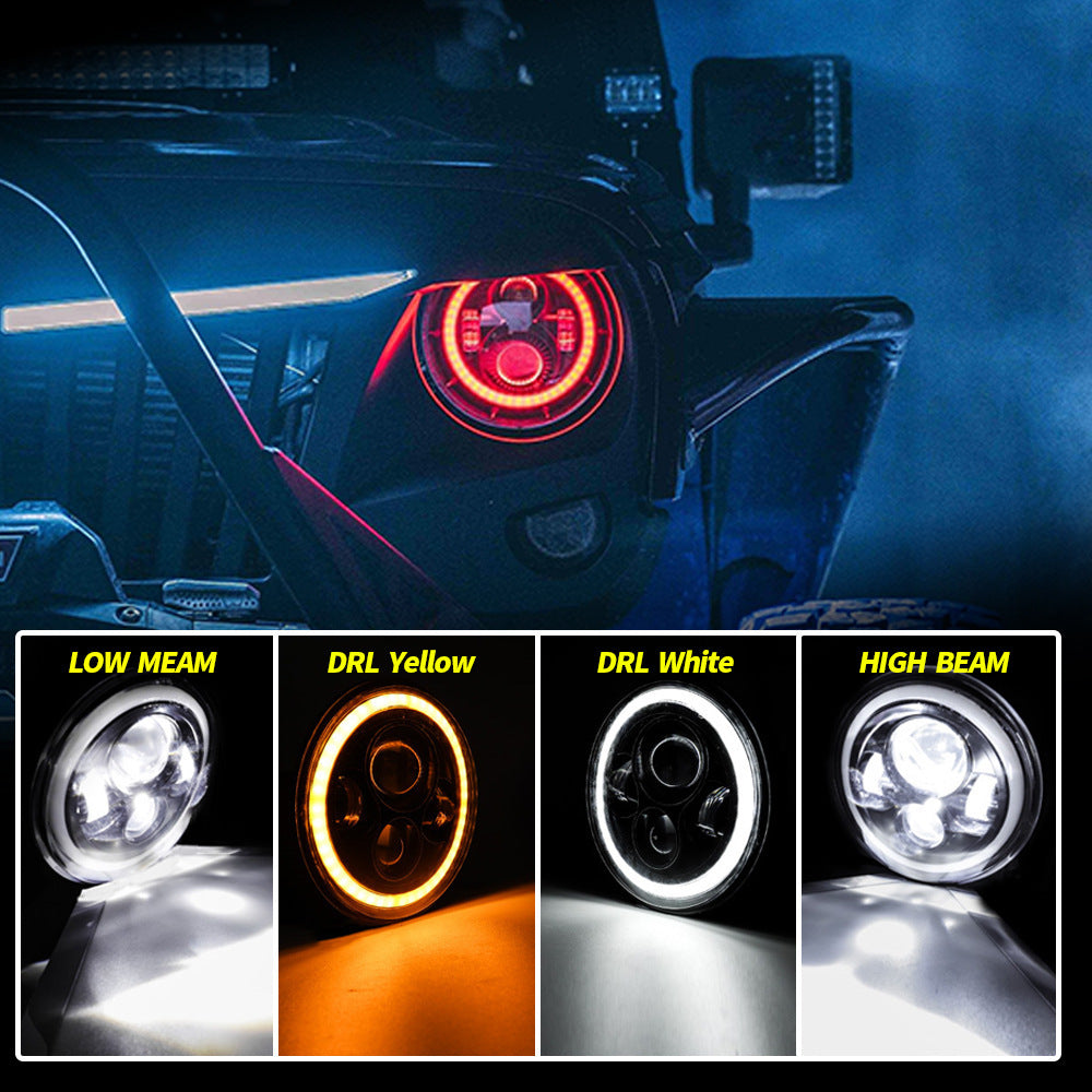 Car Led Headlights 7inch Wrangler Angel Eye Headlights Harley Motorcycle 60W Super Bright Headlights