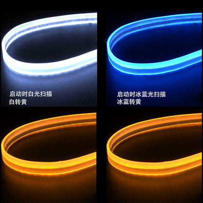 Source Spot Ultra-Thin Daytime Running Light Running Water Steering Light Strip Soft Silicone White Light Steering Yellow Light Start Scanning Model