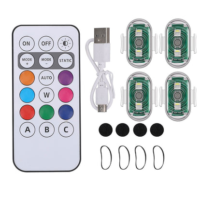 Cross-border new motorcycle electric vehicle night warning light wireless remote control aircraft light colorful anti-collision induction light