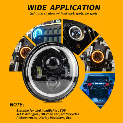 Car Led Headlights 7inch Wrangler Angel Eye Headlights Harley Motorcycle 60W Super Bright Headlights