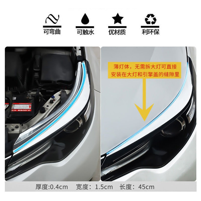 Source Spot Ultra-Thin Daytime Running Light Running Water Steering Light Strip Soft Silicone White Light Steering Yellow Light Start Scanning Model