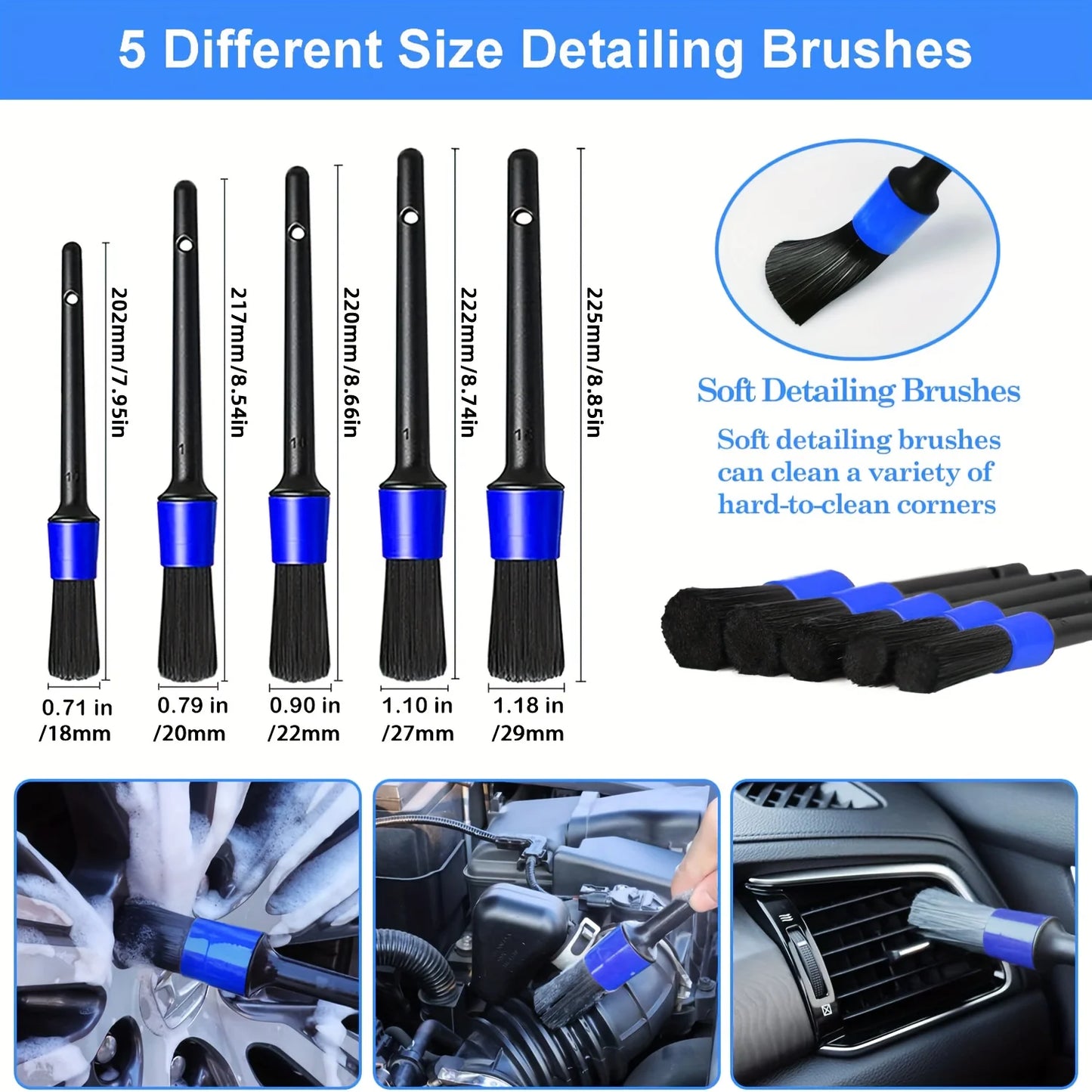 26Pcs Car Detailing Brush Set, Car Detailing Kit, Professional Car Care Kit - Car Wash Brush Kit for Interior Exterior Wheels
