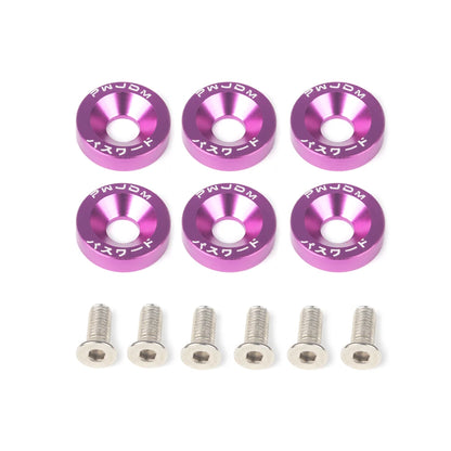 M8 Aluminum 6 Pcs/Pack Car Modified Hex Fasteners Fender Washer JDM Bumper Engine Concave Screws