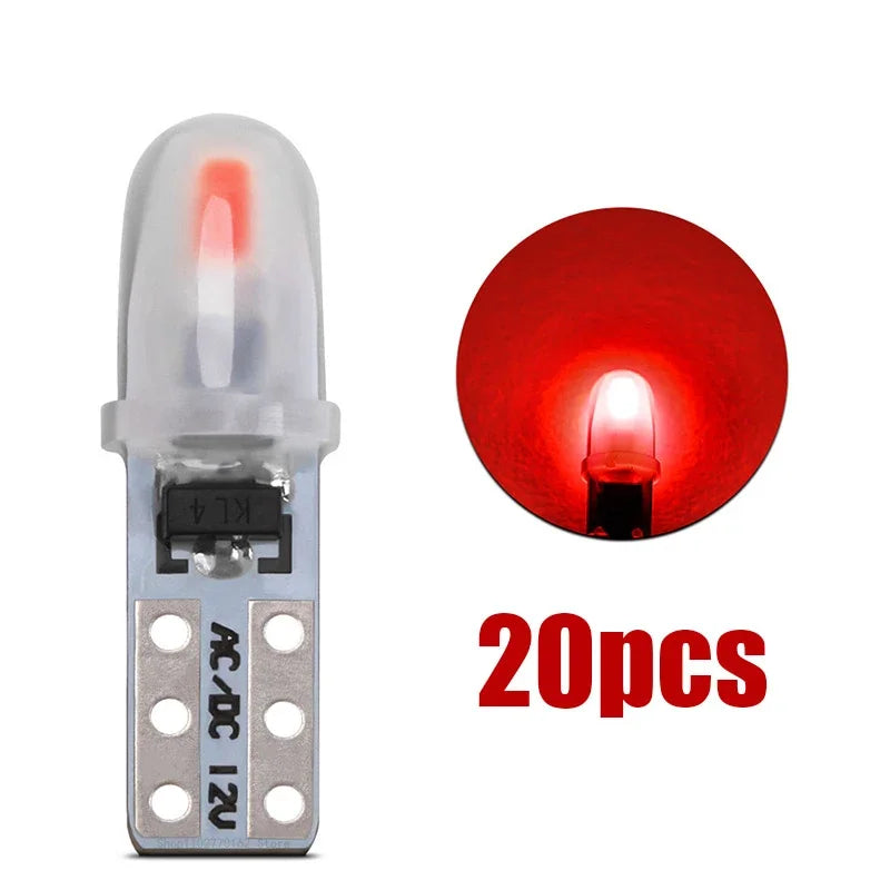 10/20 Pcs T5 Auto Car Dashboard Lights 2 3014 SMD Reading Instrument Panel Lamp No Polarity Led Bulb White 12V DC