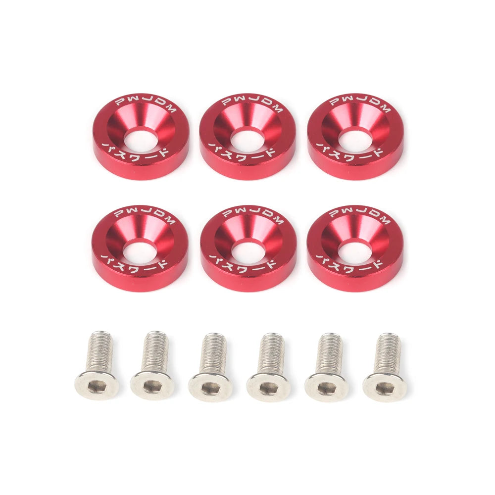 M8 Aluminum 6 Pcs/Pack Car Modified Hex Fasteners Fender Washer JDM Bumper Engine Concave Screws