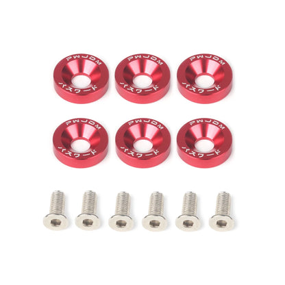 M8 Aluminum 6 Pcs/Pack Car Modified Hex Fasteners Fender Washer JDM Bumper Engine Concave Screws