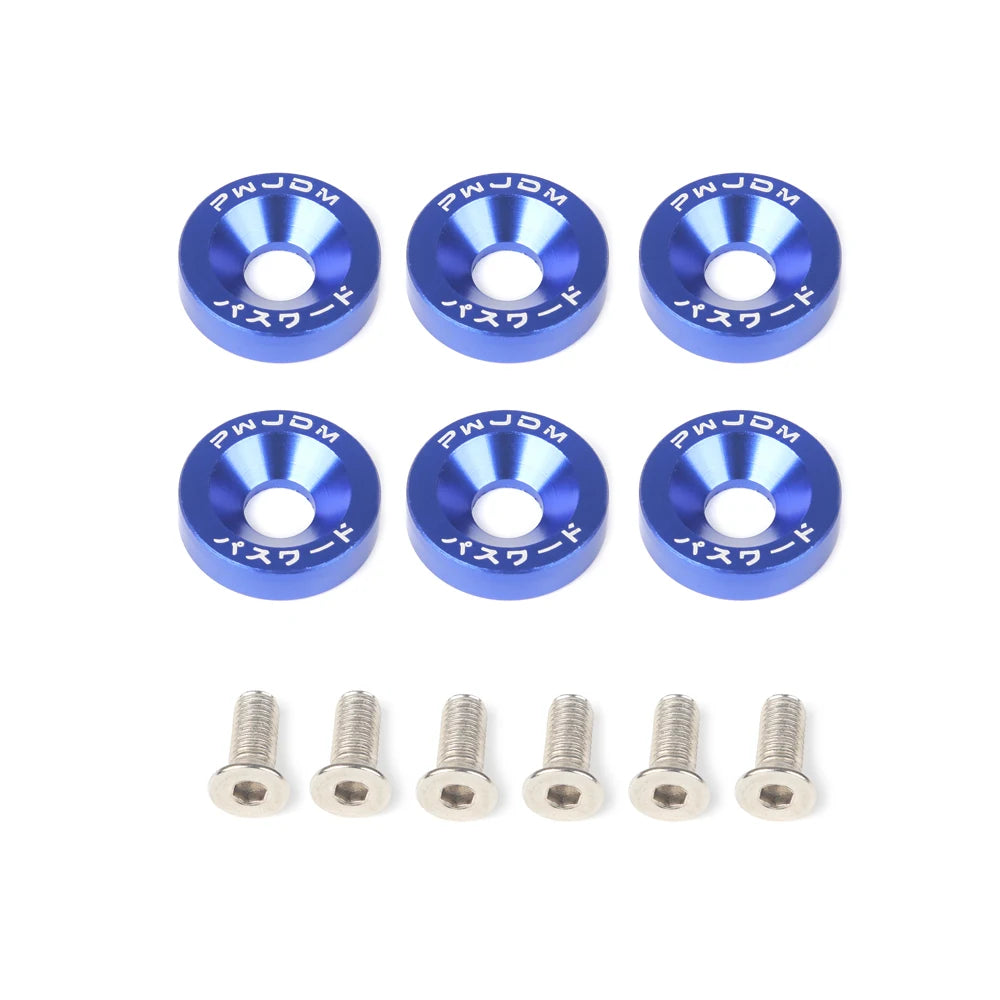 M8 Aluminum 6 Pcs/Pack Car Modified Hex Fasteners Fender Washer JDM Bumper Engine Concave Screws