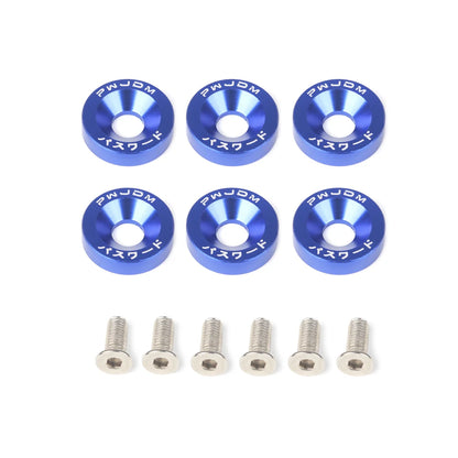 M8 Aluminum 6 Pcs/Pack Car Modified Hex Fasteners Fender Washer JDM Bumper Engine Concave Screws