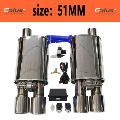 EPLUS 1 Pair Car Exhaust System Vacuum Valve Control Exhaust Pipe Muffler Kit Variable Sound Universal 51 63 76 MM With Nozzle
