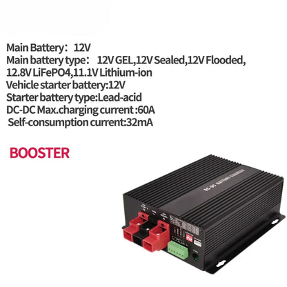 12V 60A Charger Booster for RVs Campers Ships DC To DC Charger Support Bluetooth Automatic Smart Battery Chargers