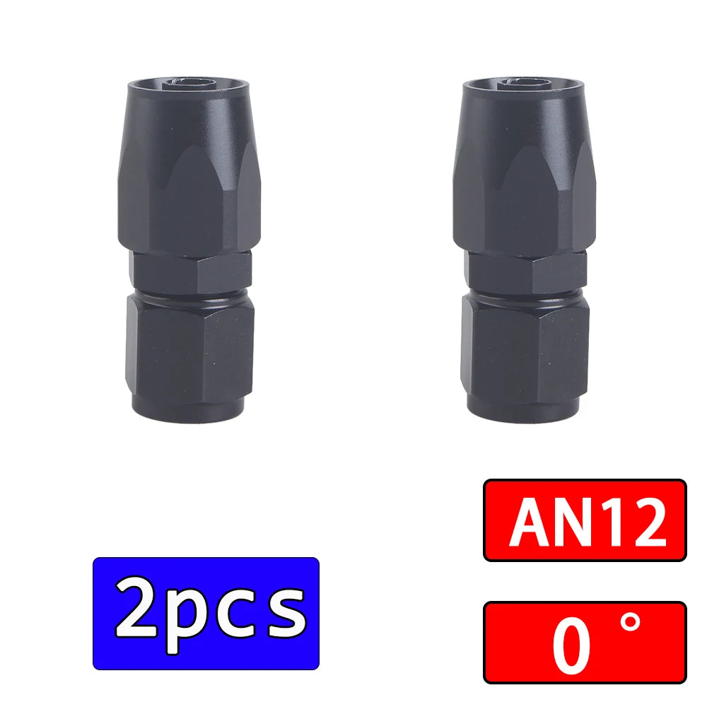 2Pcs Universal Black AN4 AN6 AN8 AN10 Straight 45 90 180 Degree Oil Fuel Swivel Hose End Fitting Oil Hose End Adaptor Kit