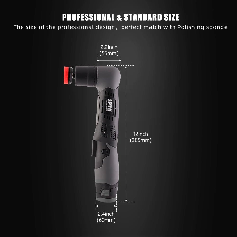 SPTA LD104 Cordless Mini Car Polisher Machine,RO/DA Mini Car Detailing Polisher Machine Set With 2pcs 2.0Ah Lithium Battery