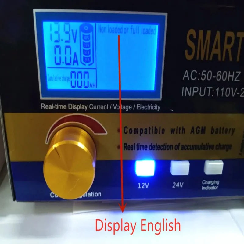 2025 New!AGM Start-stop Car Battery Charger, 400W Intelligent Pulse Repair Battery Charger 12V 24VTruck Motorcycle Charger