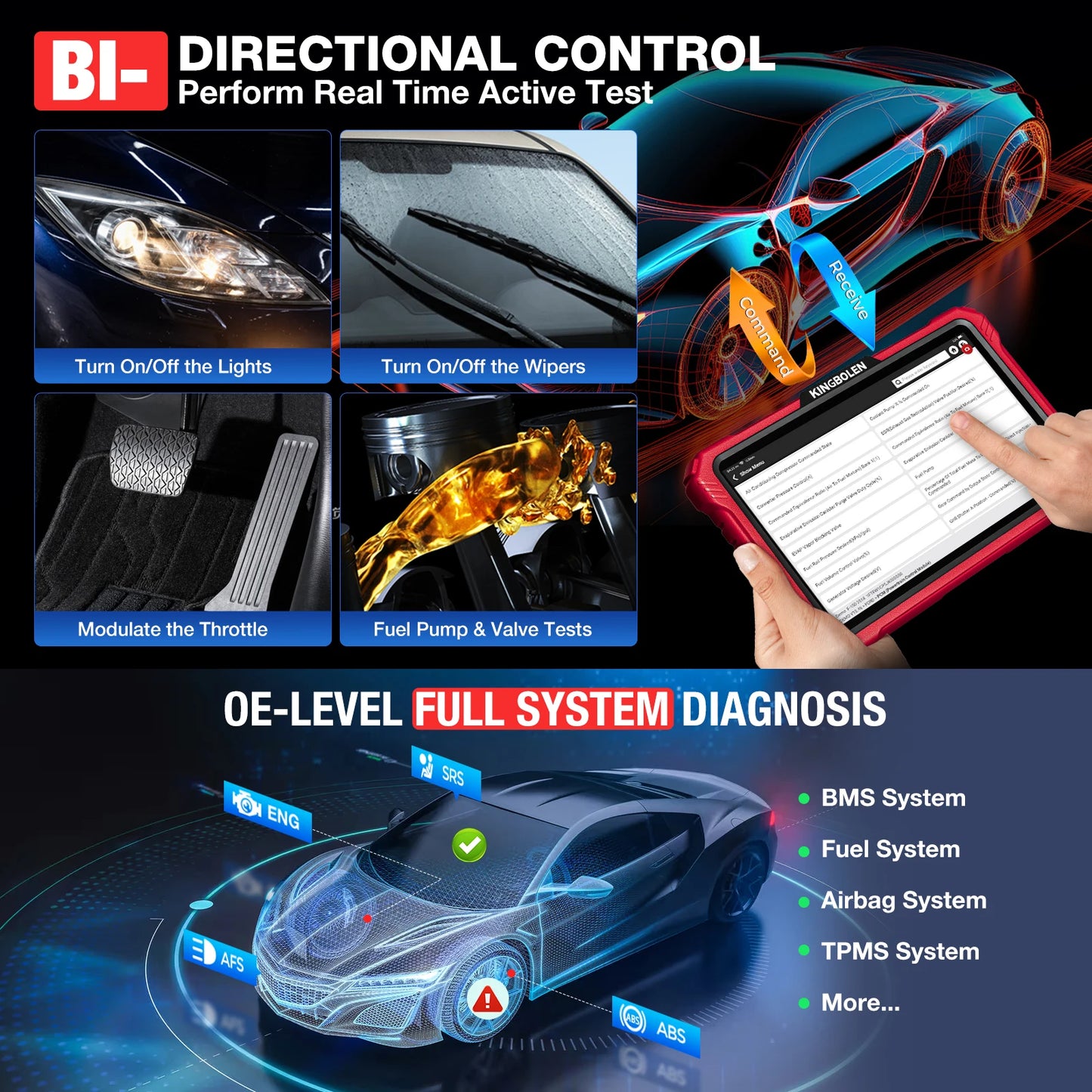 【 2 Year Free Update】KINGBOLEN K10 PRO ELITE OBD2 Scanner ECU Coding 40+ Service CANFD FCA All System Diagnostic Tool Active T
