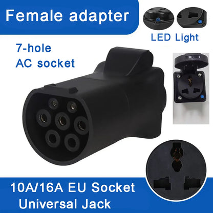75Ω 470Ω 2KΩ 2.7KΩ V2L Type 2 Female to EU Schuko / Universal Socket EV Car Discharge Converter Adapter New Energy Vehicle Plug