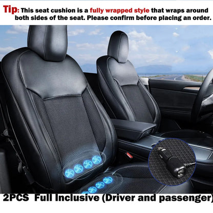 For Model Y 2017-2024 & Model 3 2017-2023 Cooling Car Seat Cushion, Front Seat Cover Summer Hair Dryer Cooling Accessories