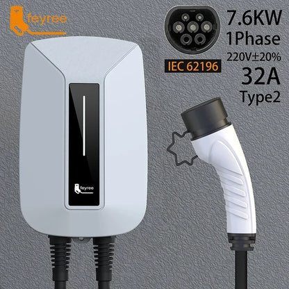 feyree EVSE Wallbox EV Charger Type2 32A 7KW 1 Phase IEC62196-2 Plug  Electric Vehicle Charging Station Car Charger 5m Cable