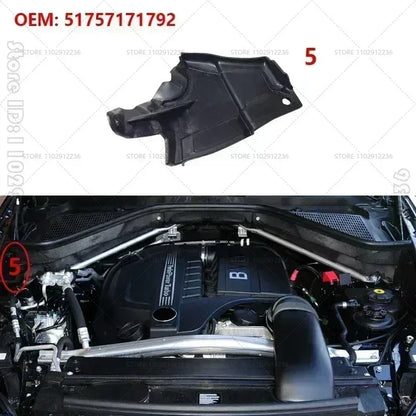 For 2007-2014 BMW X5 X6 E70 E71 Partition Panel Engine Compartment 51717169421 51717169422 51717169419 51757171791 64316945583