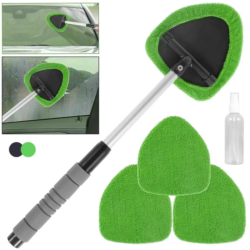 Telescopic Car Window Windshield Cleaning Brush Kit Microfiber Window Glass Cleaner Car Window Cleaner Scraping Mist Eliminator