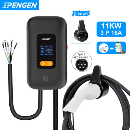 IPENGEN Type2 1 / 3Phase EV Wallbox 7.6KW / 22KW With WIFI APP Control EV Wallbox 11KW EV Wallbox Charging Station Electric Car