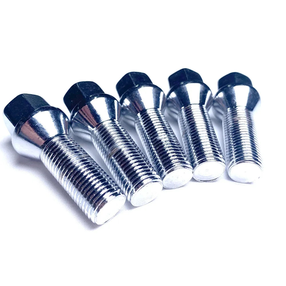 5pcs M12x1.25 Extra Long Wheel Lug Bolts Hub Screws Cone Seat Hex 17mm Thread Lenght 26/28/35/40/45/50/55/60mm