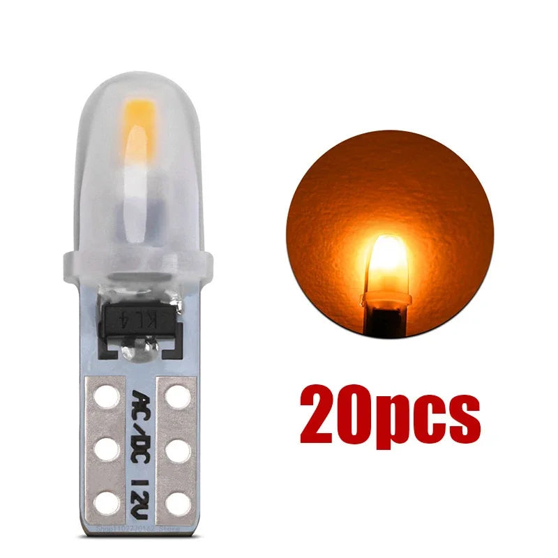 10/20 Pcs T5 Auto Car Dashboard Lights 2 3014 SMD Reading Instrument Panel Lamp No Polarity Led Bulb White 12V DC