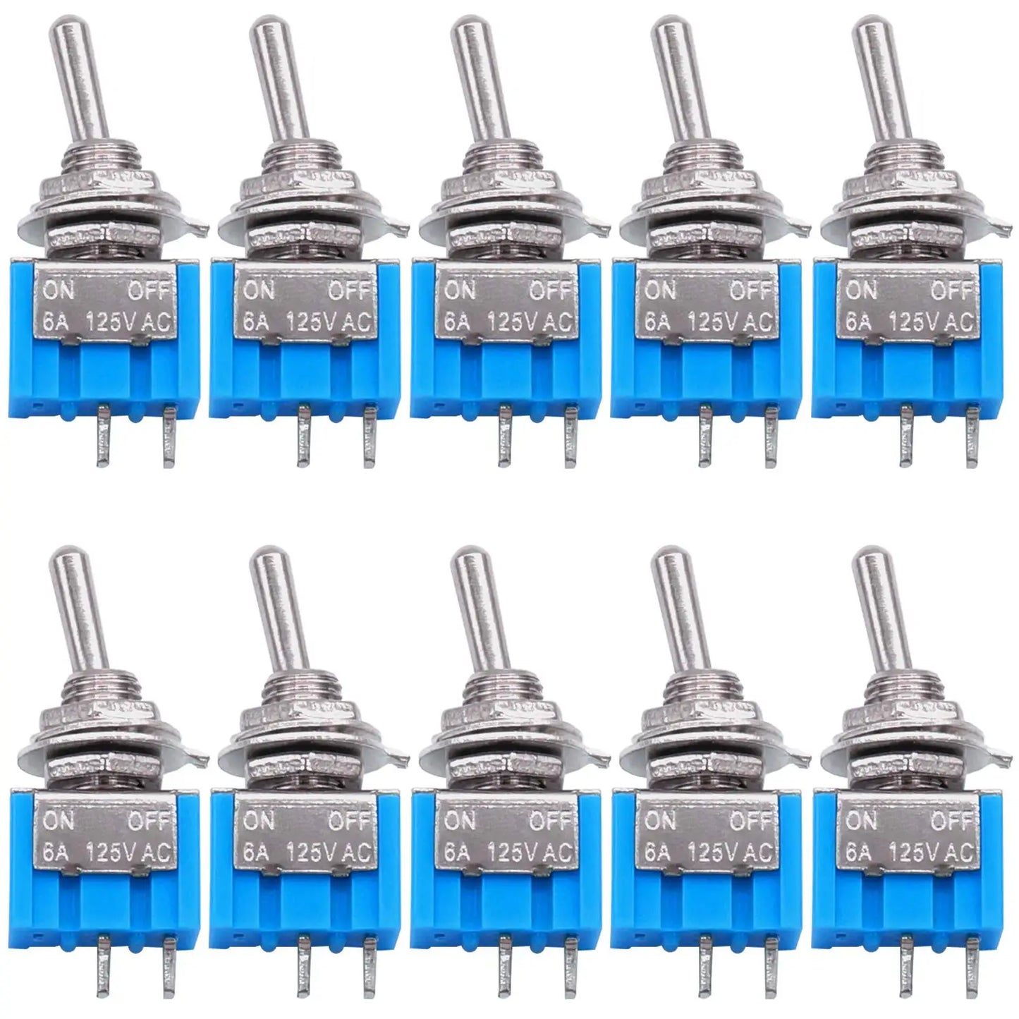 10pcs DPDT Mini Toggle Switch 2pin 2 Position ON/Off Miniature Toggle Switch 6A 125V Toggle Switch