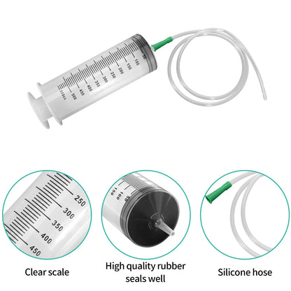 Plastic Syringe Ink-filling Needle Glue Dispenser 60ml-500ml Large-capacity Syringe Pump with 1m Hose for Washing and Pumping