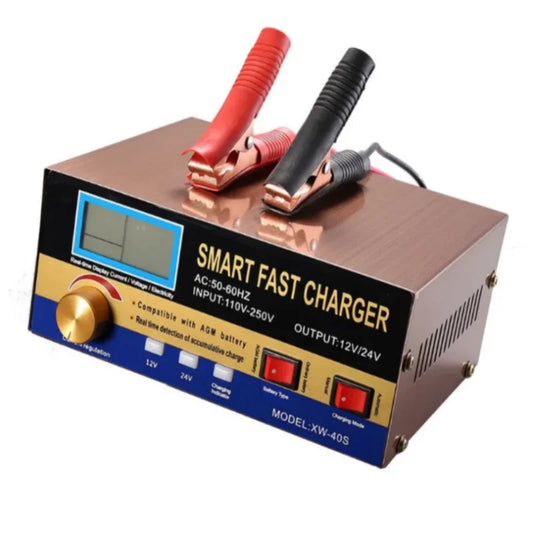 2025 New!AGM Start-stop Car Battery Charger, 400W Intelligent Pulse Repair Battery Charger 12V 24VTruck Motorcycle Charger