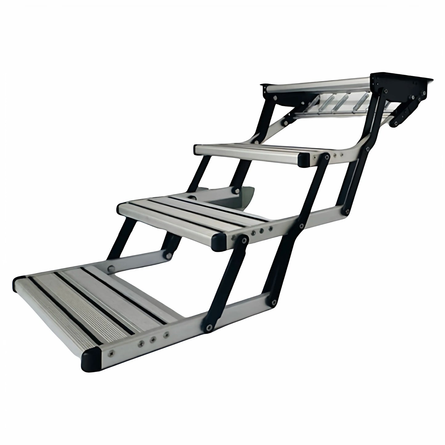 Manual RV Steps, Anodized Aluminum Alloy 3-Step Entry, Widened Pedal Folding Stairs for Caravan, Motorhome and Trailer