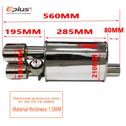 EPLUS 1 Pair Car Exhaust System Vacuum Valve Control Exhaust Pipe Muffler Kit Variable Sound Universal 51 63 76 MM With Nozzle