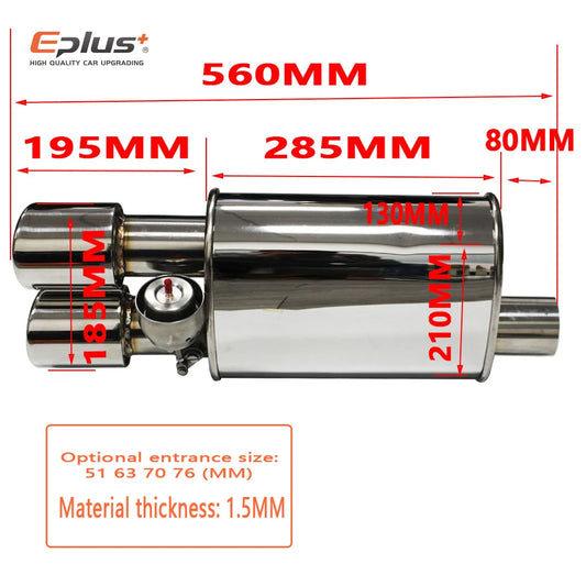 EPLUS 1 Pair Car Exhaust System Vacuum Valve Control Exhaust Pipe Muffler Kit Variable Sound Universal 51 63 76 MM With Nozzle