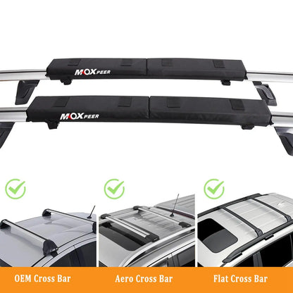 Car Soft Roof Rack Pads Set Easy Installation Portable with Tie Down Straps and Ropes for Snowboard Kayak Canoe Paddleboard