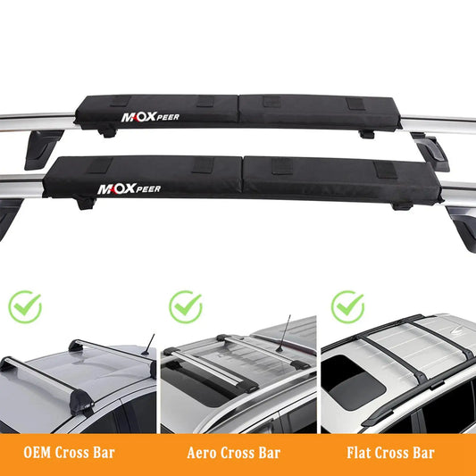 Car Soft Roof Rack Pads Set Easy Installation Portable with Tie Down Straps and Ropes for Snowboard Kayak Canoe Paddleboard