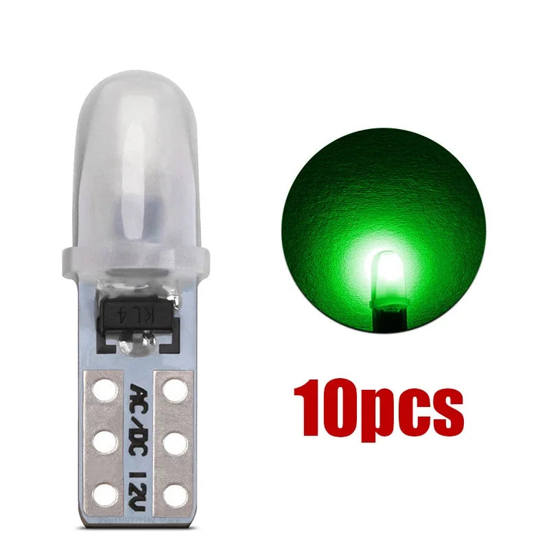 10/20 Pcs T5 Auto Car Dashboard Lights 2 3014 SMD Reading Instrument Panel Lamp No Polarity Led Bulb White 12V DC