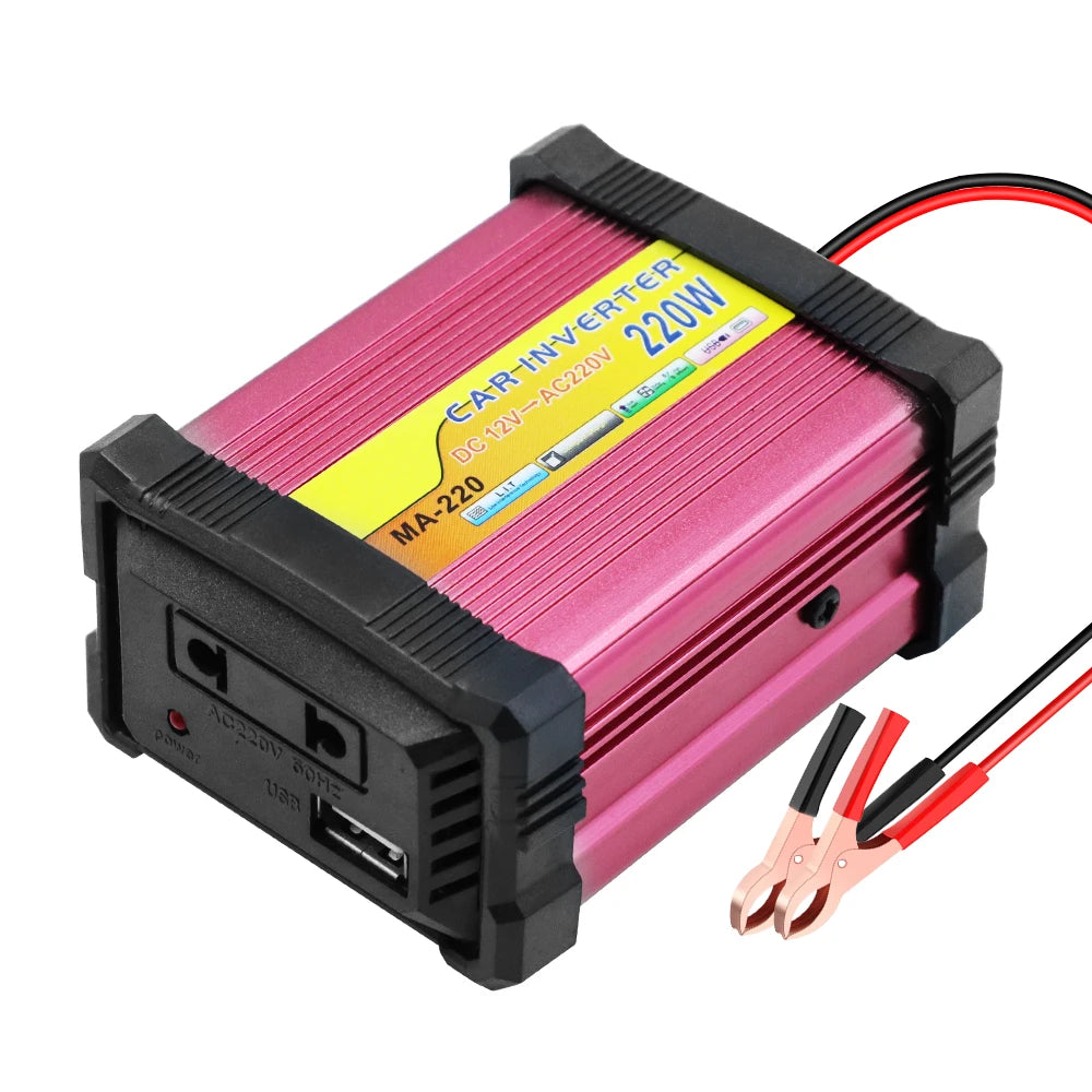 220W Portable Car Power Inverter with Multiple Protection and AC/USB Output Universal Compatibility Efficient Conversion
