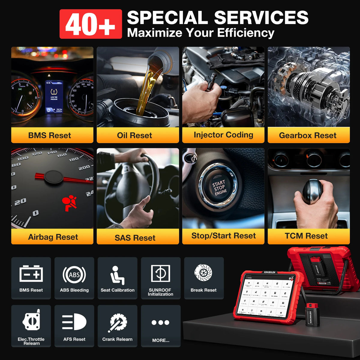【 2 Year Free Update】KINGBOLEN K10 PRO ELITE OBD2 Scanner ECU Coding 40+ Service CANFD FCA All System Diagnostic Tool Active T