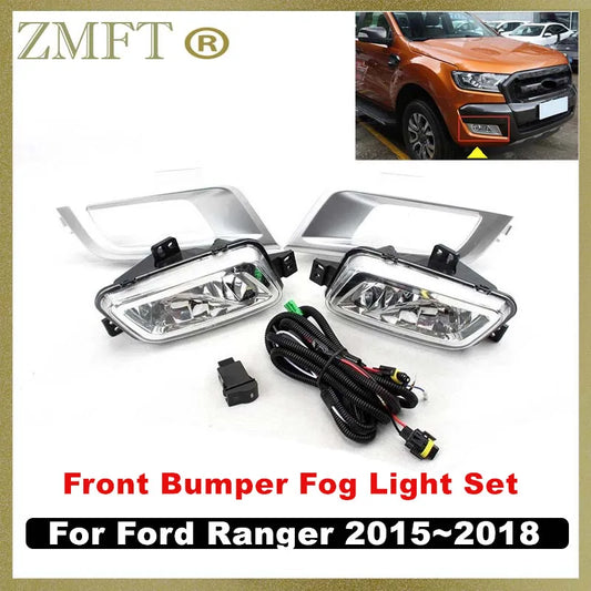 Car Front Driving Lights Fog Lamp Set For Ford Ranger 2015 2016 2017 2018 With Halogen H8 Bulbs Switch Wire Bezel Kits